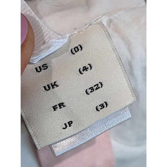 Adam Lippes Size 0 Beige Striped Denim Bralette Top V-neck 100% Cotton FLAWED - Picture 9 of 10